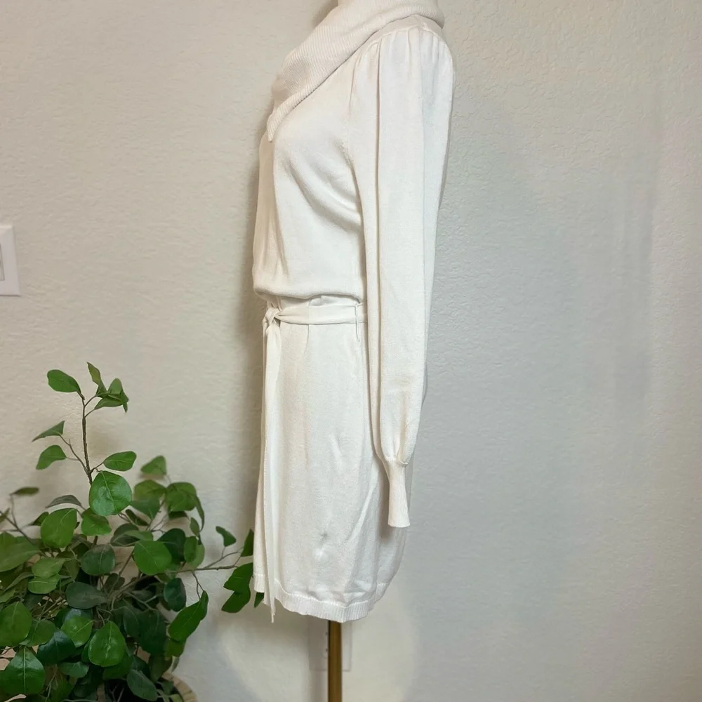 Sam Edelman Ivory Sweater Dress w/ Cowl Neck & Tie Waist – Size M